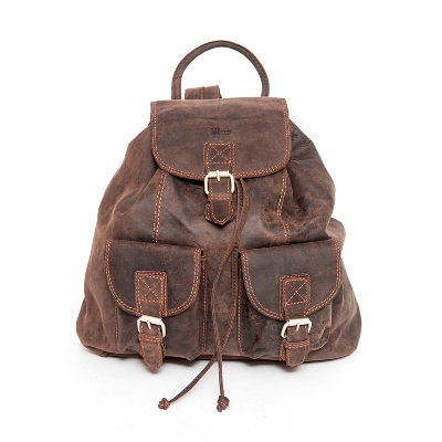 Mochila tradicional engrasada de piel 