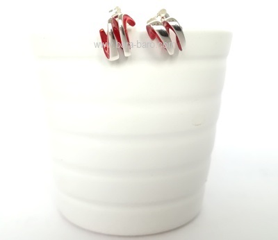 Pendientes pequeños plata y rojo 