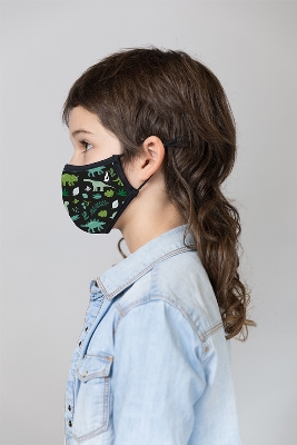 Mascarilla niños dino negra