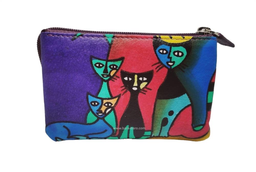 monedero morado gatos
